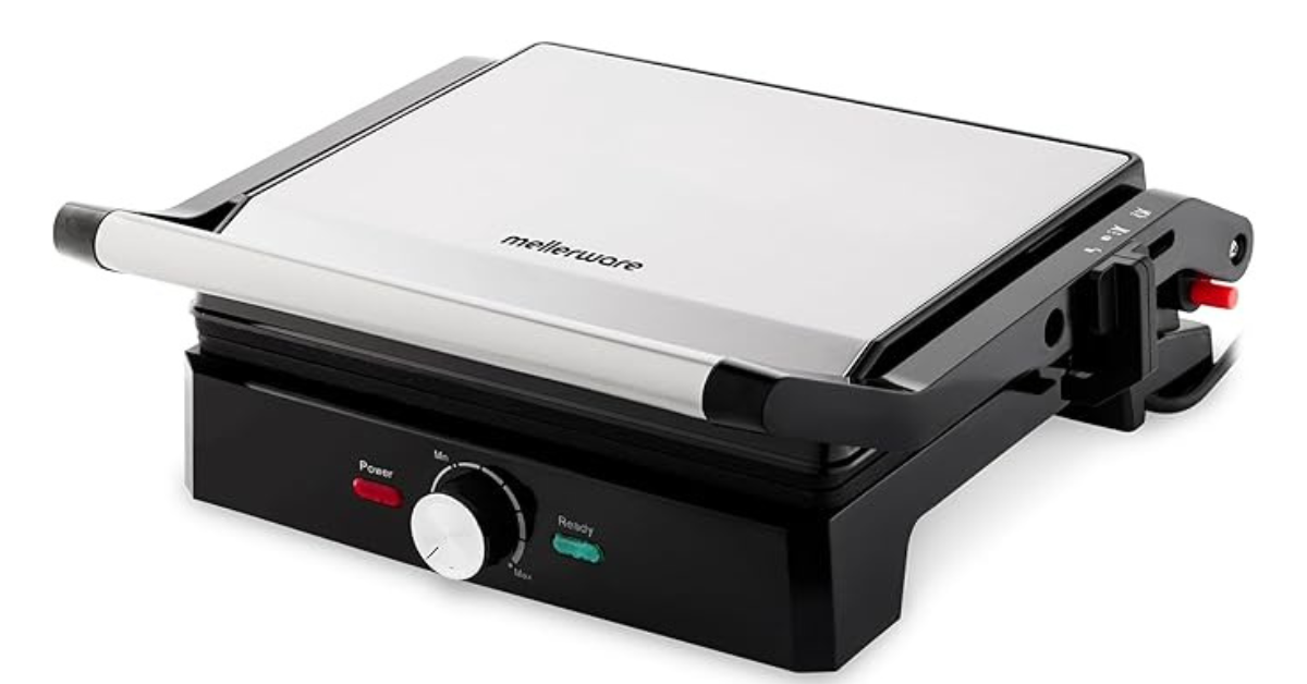 Mellerware Panini Press 4 Slice Non-Stick Black 29 X 23cm 2200W - 28560F